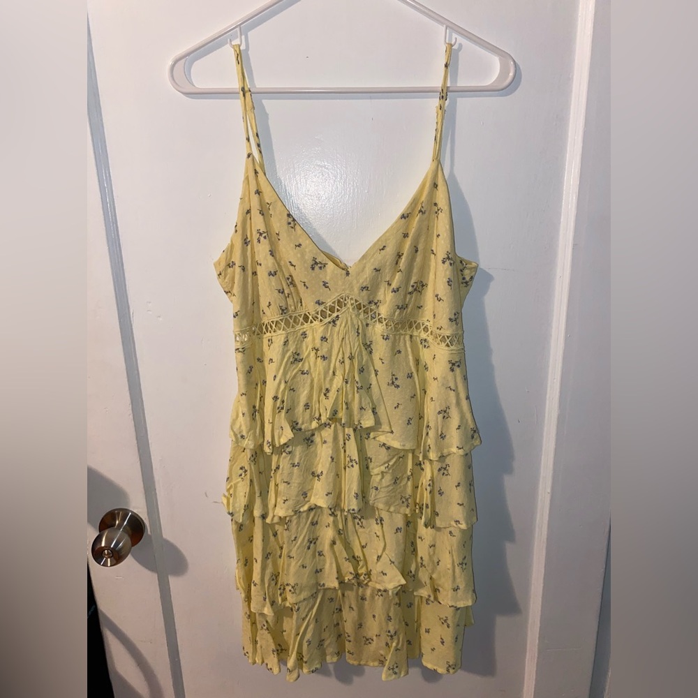 yellow floral print dress from forever 21 size L large